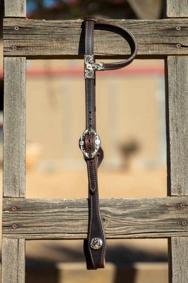Dark Chocolate Headstall with Nashville Buckles and Ear Slide - Image 2