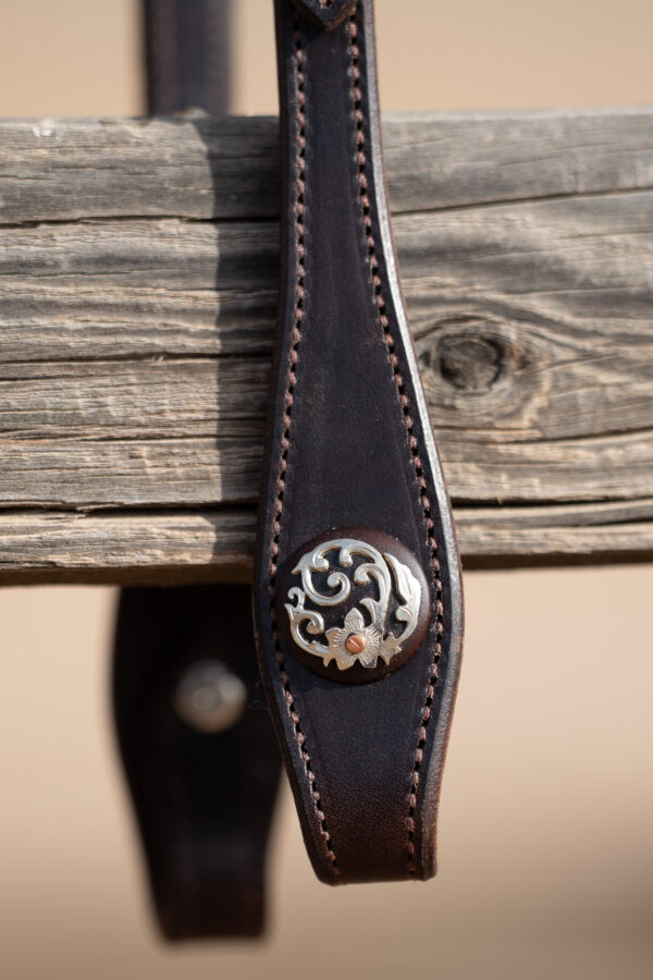 Dark Chocolate Headstall with Nashville Buckles and Ear Slide - Image 4
